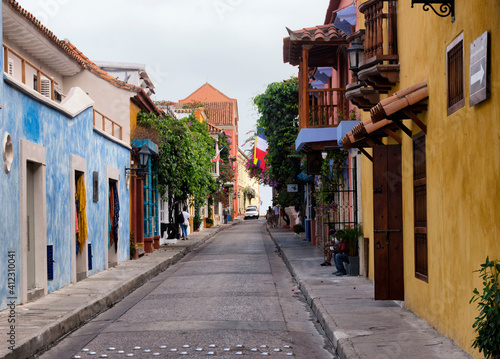 street in old port city cartagena Cochera del Hobo street