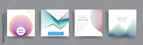 Covers templates set with graphic geometric elements. Applicable for brochures, posters, covers and banners. Vector illustrations.
