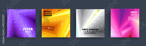 Covers templates set with graphic geometric elements. Applicable for brochures, posters, covers and banners. Vector illustrations.