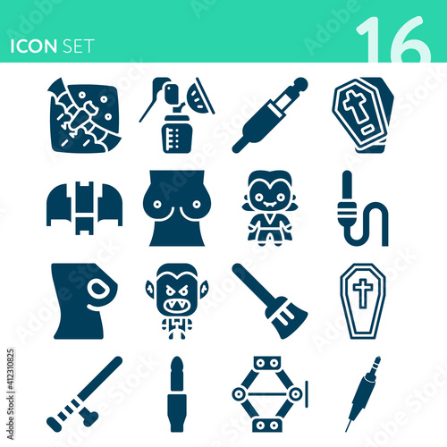 Simple set of 16 icons related to october