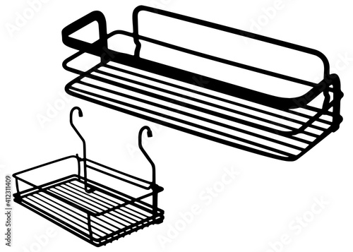 Small wall mounted bathroom shelves included.