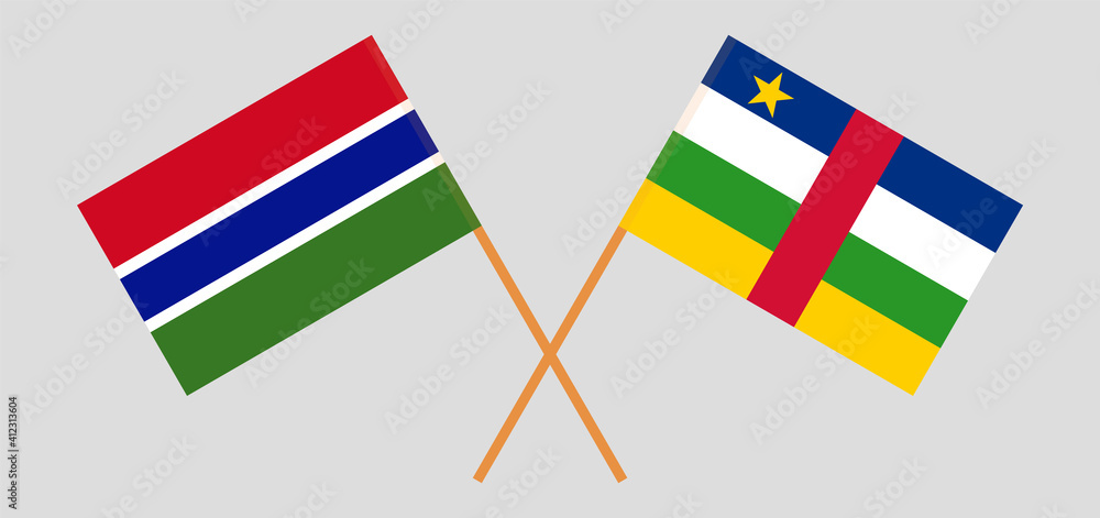Crossed flags of the Gambia and Central African Republic