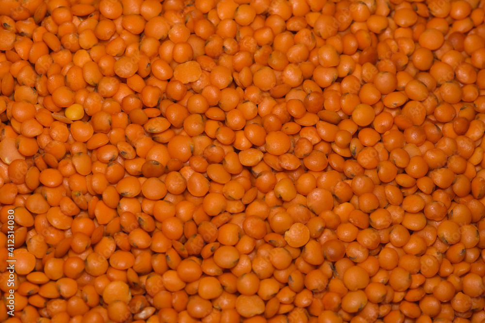 Full frame macro shot of red lentils