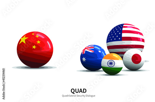 Flag ball of The Quadrilateral Security Dialogue countries.
