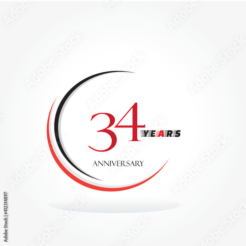 years anniversary linked logotype with red color isolated on white background for company celebration event