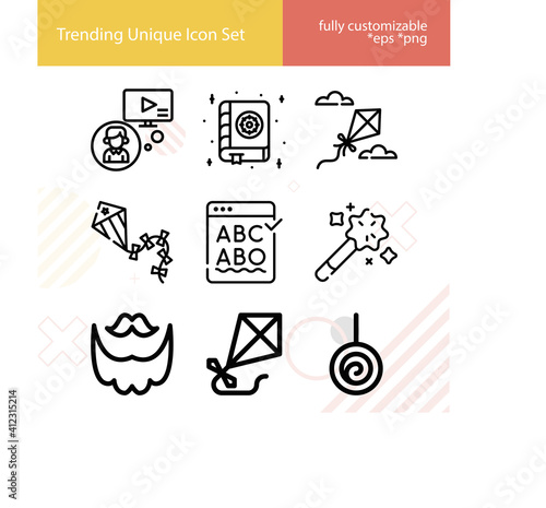 Simple set of explained related lineal icons.