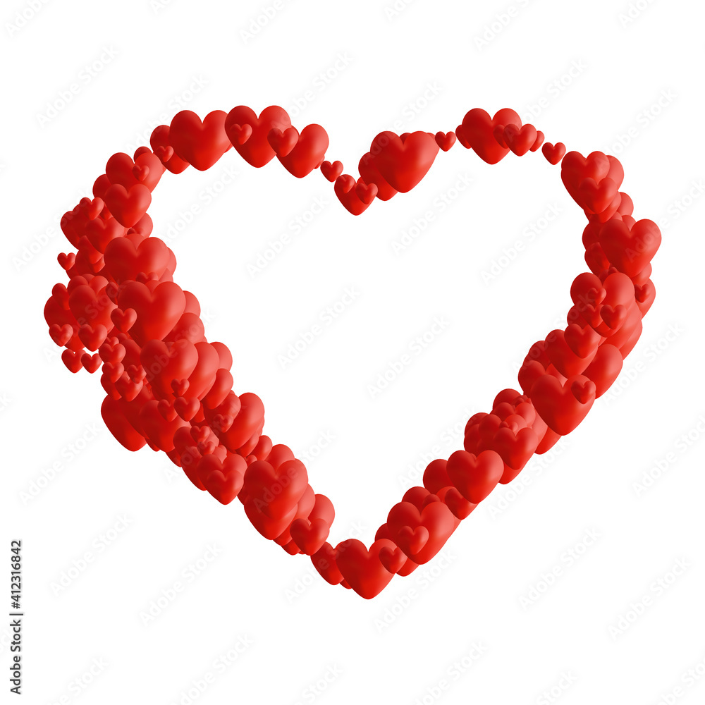 Many small vector hearts forming one big heart on white background. Valentines day design. Many small vector hearts forming one big heart on white background. Valentines day design.