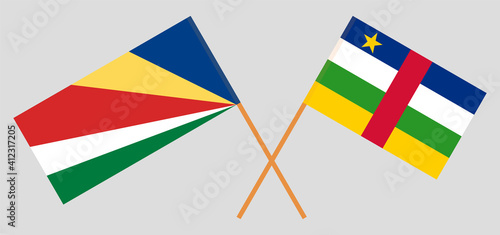 Crossed flags of Seychelles and Central African Republic