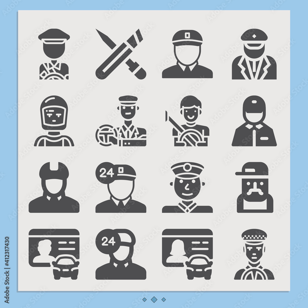 Simple set of service program related filled icons. Simple set of service program related filled icons.