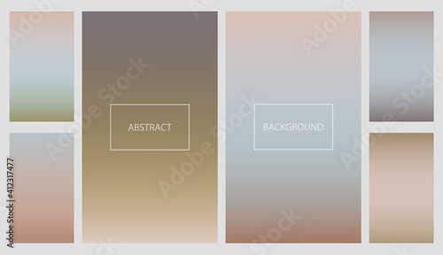 Set of pale colors gradients for smartphone screen backgrounds. Collection of neutral earth color soft vibrant wallpaper for mobile apps, ui design