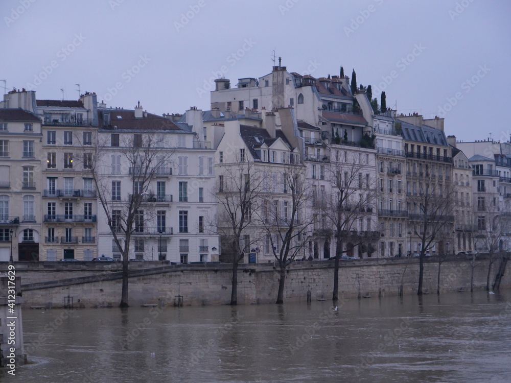 The Seine river in floods the 9th February 2021.