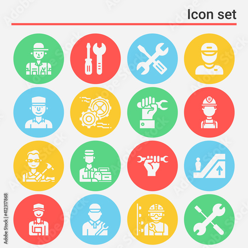 16 pack of constituting  filled web icons set