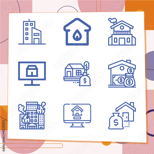 Simple set of 9 icons related to complex number