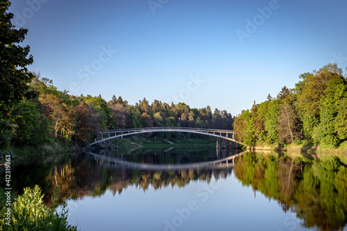 Fototapeta Naklejka Na Ścianę i Meble -  bridge over the river Ogre, Latvia