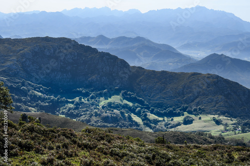 Panoramic views of the Asturian valleys from the Mirador del Fito