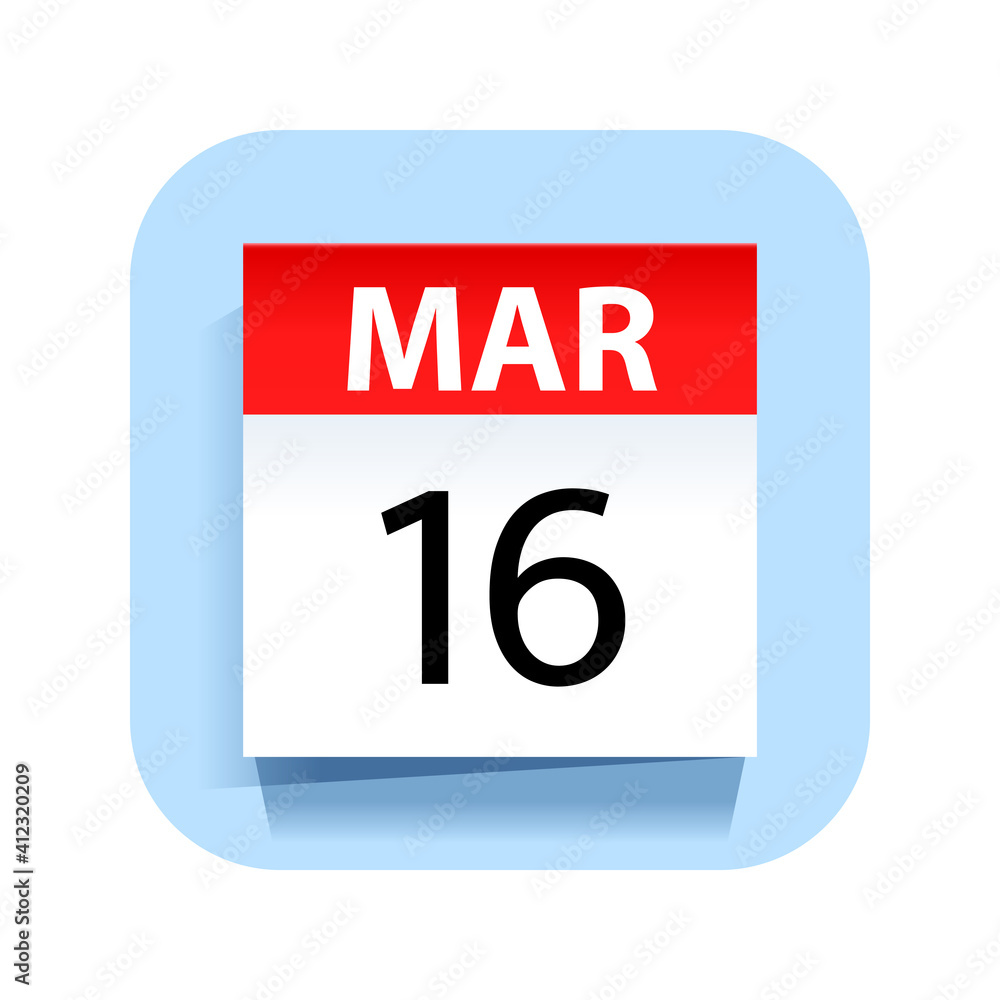 March 16. Calendar Icon. Vector Illustration. March 16. Calendar Icon. Vector Illustration.
