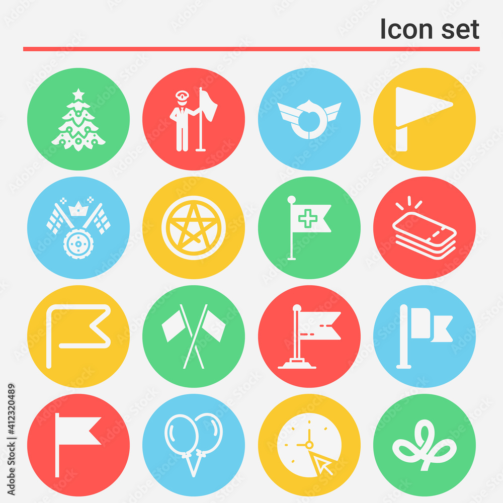 16 pack of waving  filled web icons set