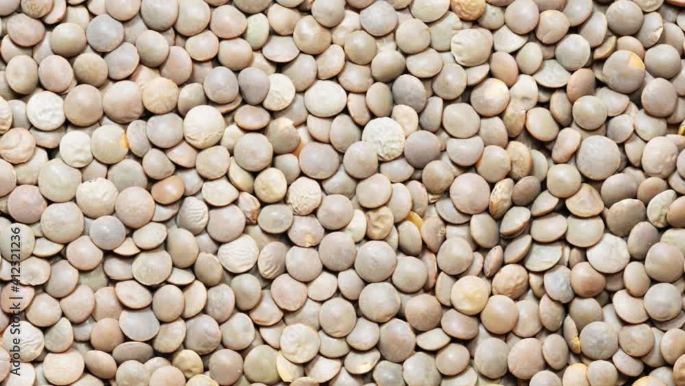 Close-up red lentils with husk, dry beans. red lentils seeds abstract background. slider motion Close-up red lentils with husk, dry beans. red lentils seeds abstract background. slider motion