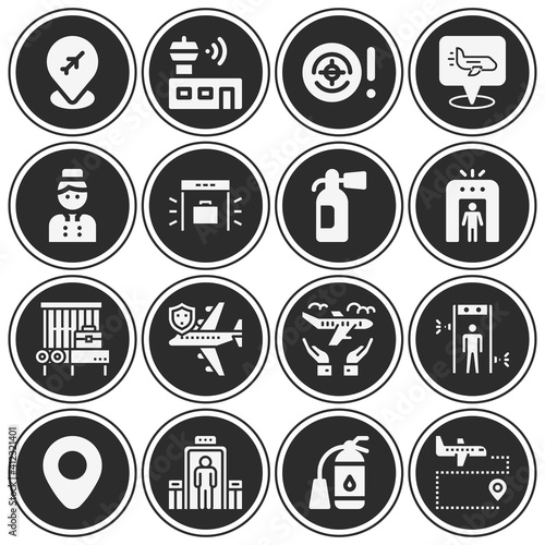 16 pack of air terminal filled web icons set