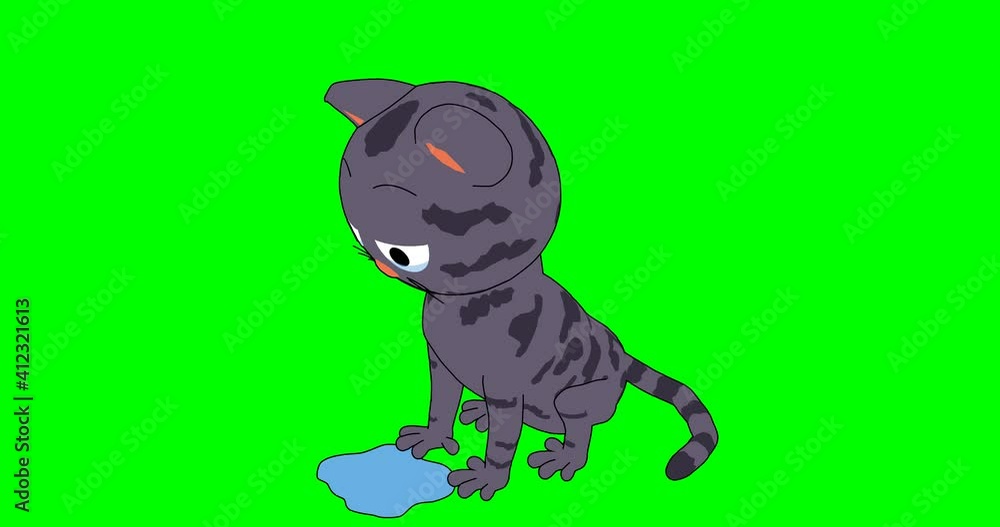 Animated cat emoji sadness. The cartoon cat is crying. Green screen – Chroma Key. Animated cat emoji sadness. The cartoon cat is crying. Green screen – Chroma Key.