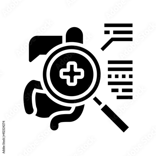 examining digestion system glyph icon vector. examining digestion system sign. isolated contour symbol black illustration