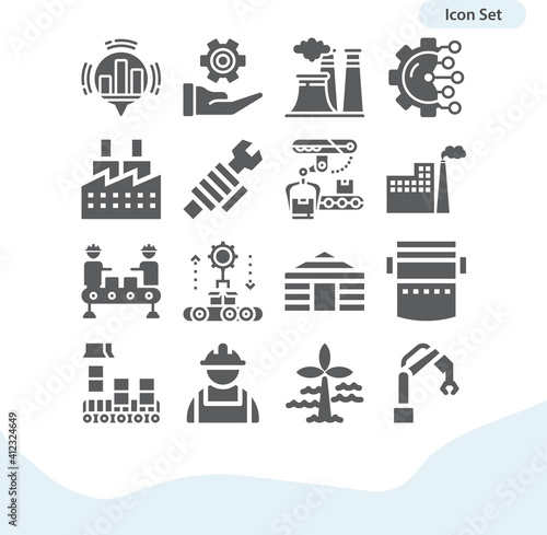 Simple set of industries related filled icons.