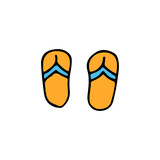 Colorful doodle flip flops illustration. Colorful flip flops icon. Colorful doodle summer sandals icon in vector