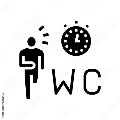 diarrhea digestion system problem glyph icon vector. diarrhea digestion system problem sign. isolated contour symbol black illustration