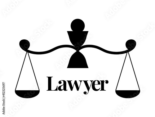 Libra logo. Silhouette of scales. Weights black icon. Isolated element on a white background. Balance, law and justice symbol.