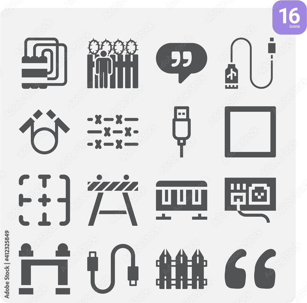 Simple set of boundary related filled icons. Simple set of boundary related filled icons.