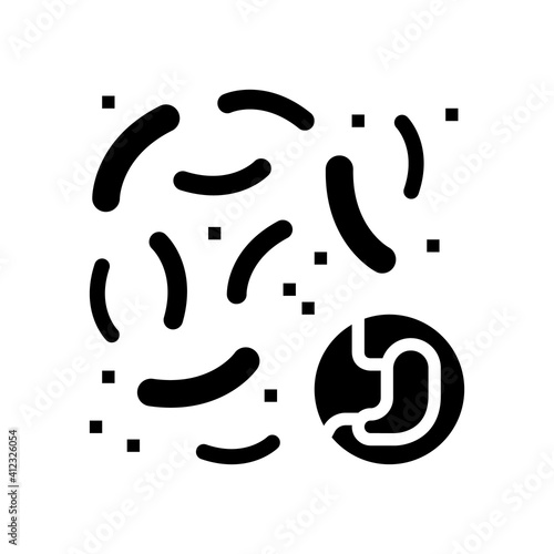 bacteria or fungus of digestion system glyph icon vector. bacteria or fungus of digestion system sign. isolated contour symbol black illustration