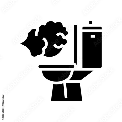 flatulence digestion system glyph icon vector. flatulence digestion system sign. isolated contour symbol black illustration