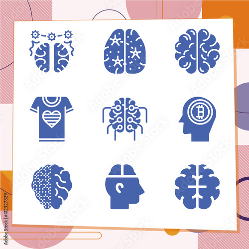 Simple set of 9 icons related to ego