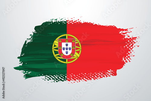 Portugal brush paint flag