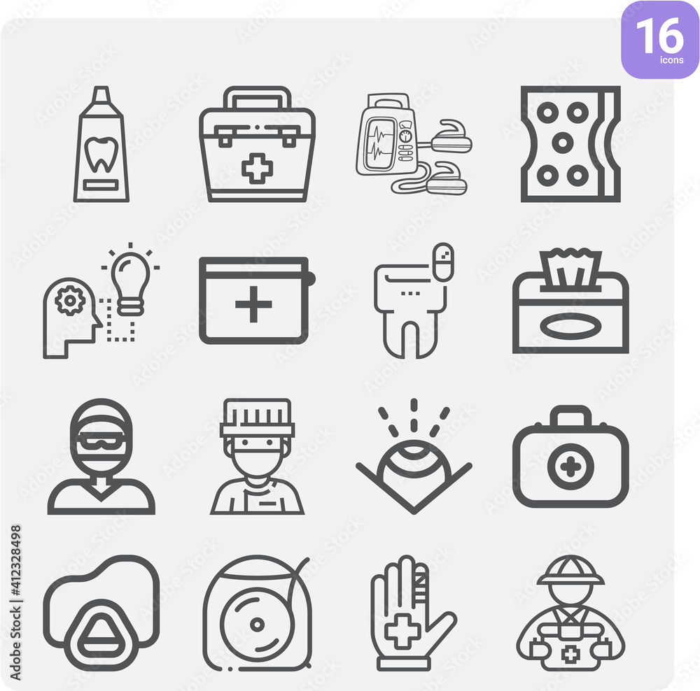 Simple set of surgeon related lineal icons. Simple set of surgeon related lineal icons.