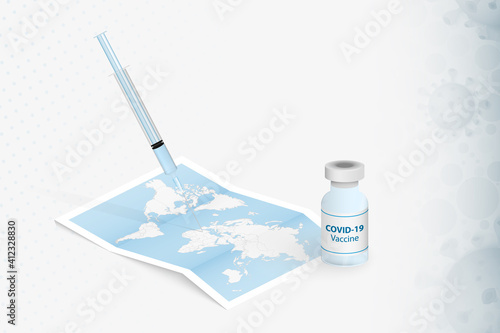 Vaccination of the World, Injection with COVID-19 vaccine in World Map.