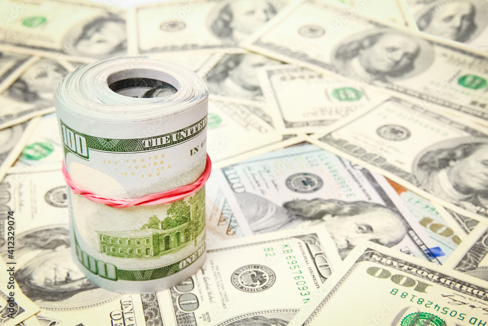 Fototapeta premium business dollar money on white background