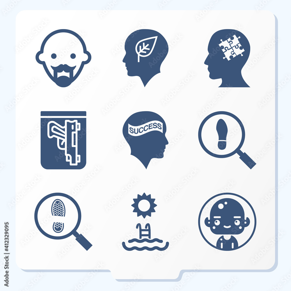 Simple set of 9 icons related to uncovered