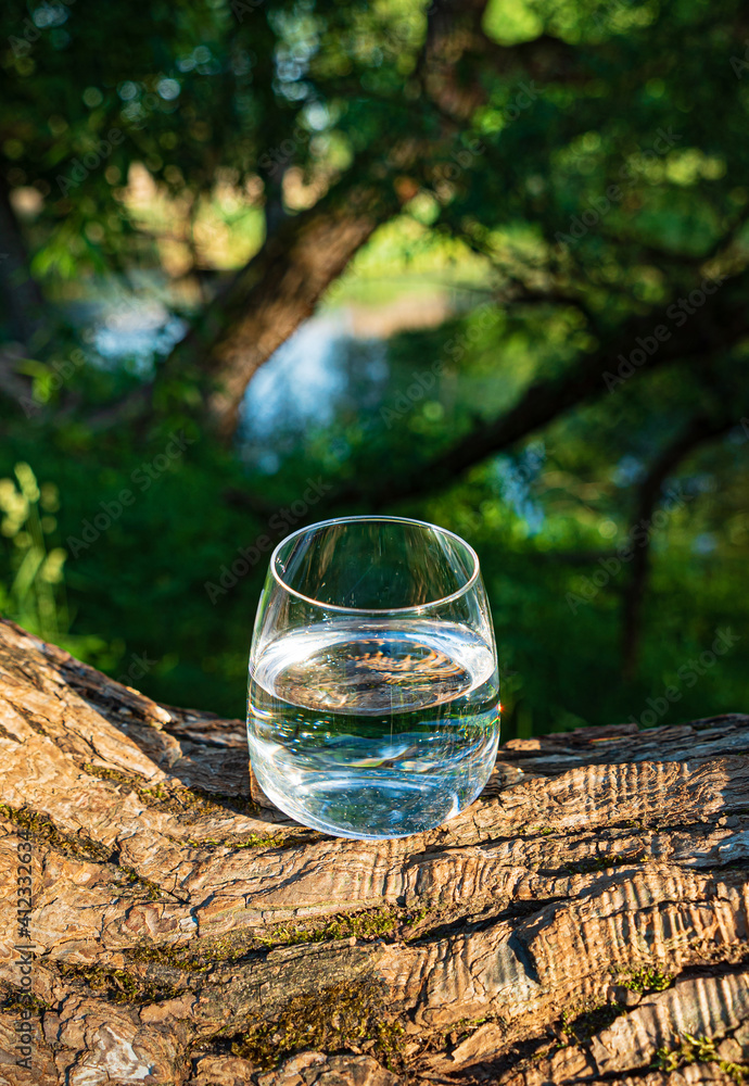 glass of clean water outdoor