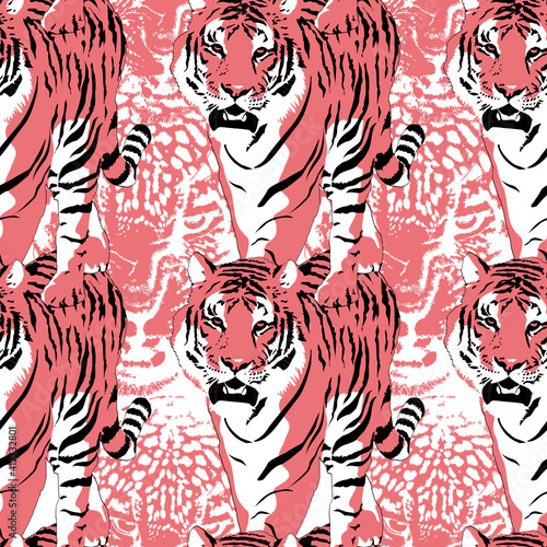 pattern design of pink bengal tiger vector	