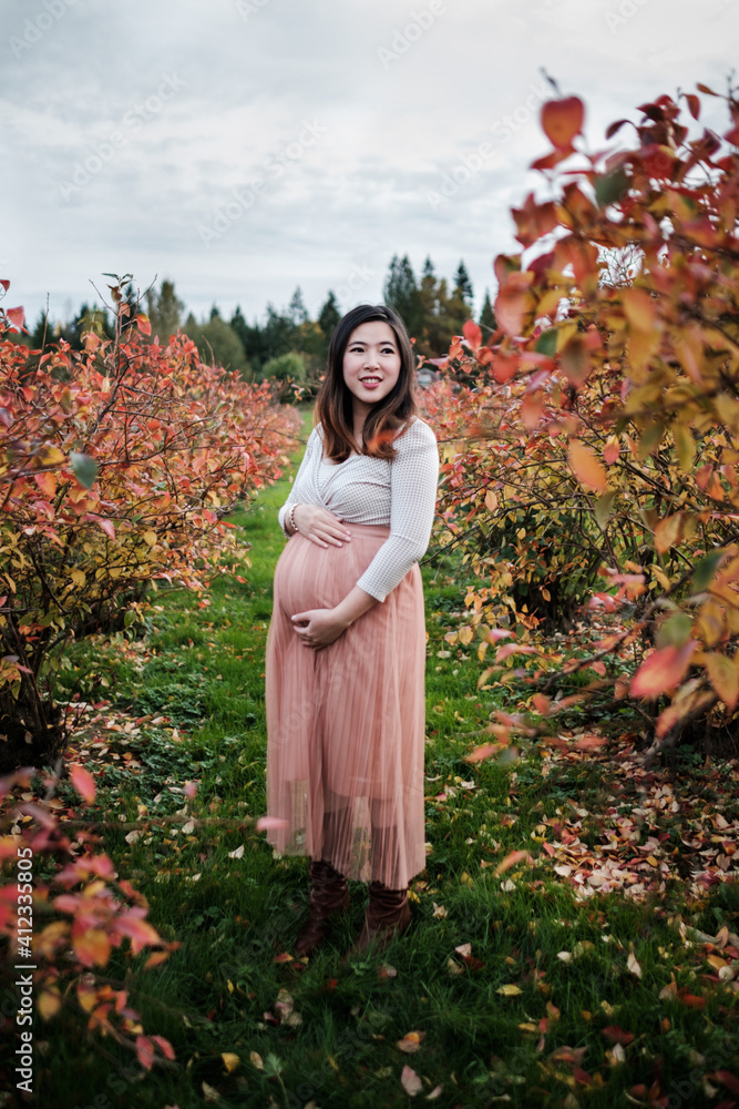 Portrait of pregnant Asian woman outdoor in a park Portrait of pregnant Asian woman outdoor in a park