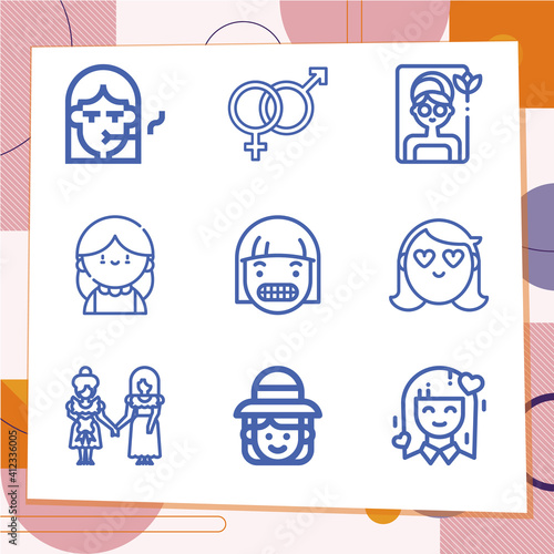 Simple set of 9 icons related to scouts © Nana