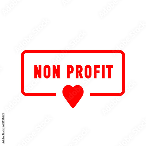 Non profit. Badge with heart icon.