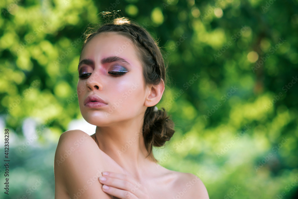 Woman spring face, Young portrait, female model. Woman spring face, Young portrait, female model.