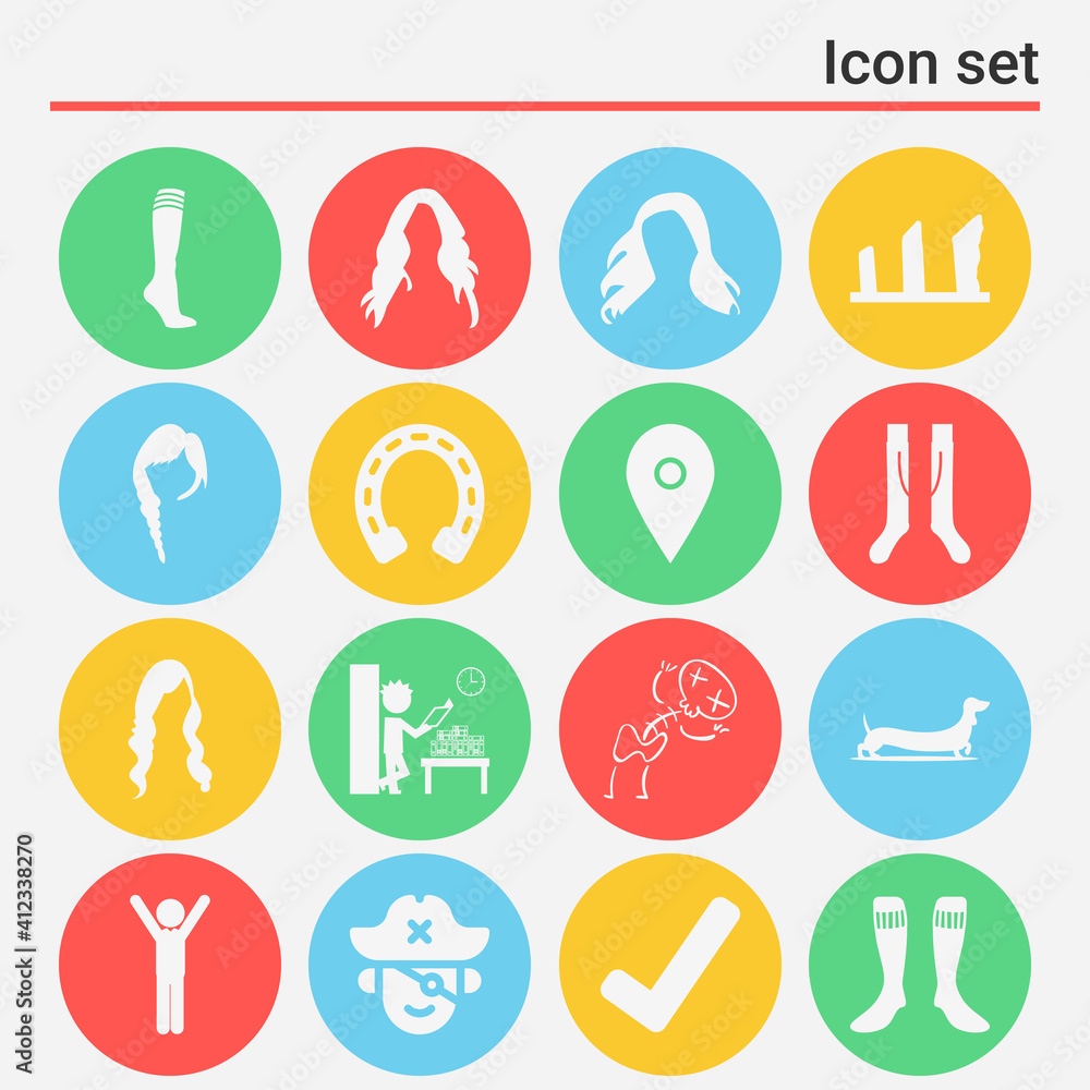 16 pack of lasting  filled web icons set
