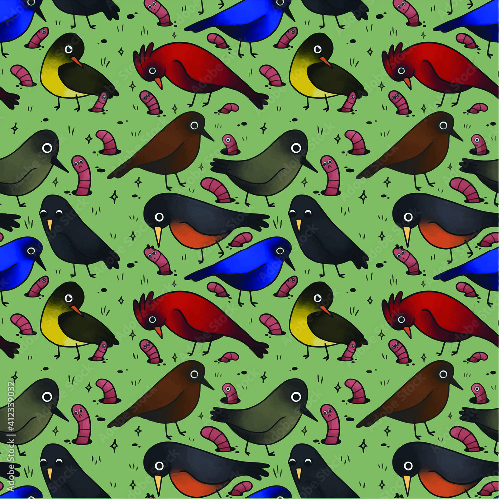 Fototapeta premium bird silluet pattern git cover funny background