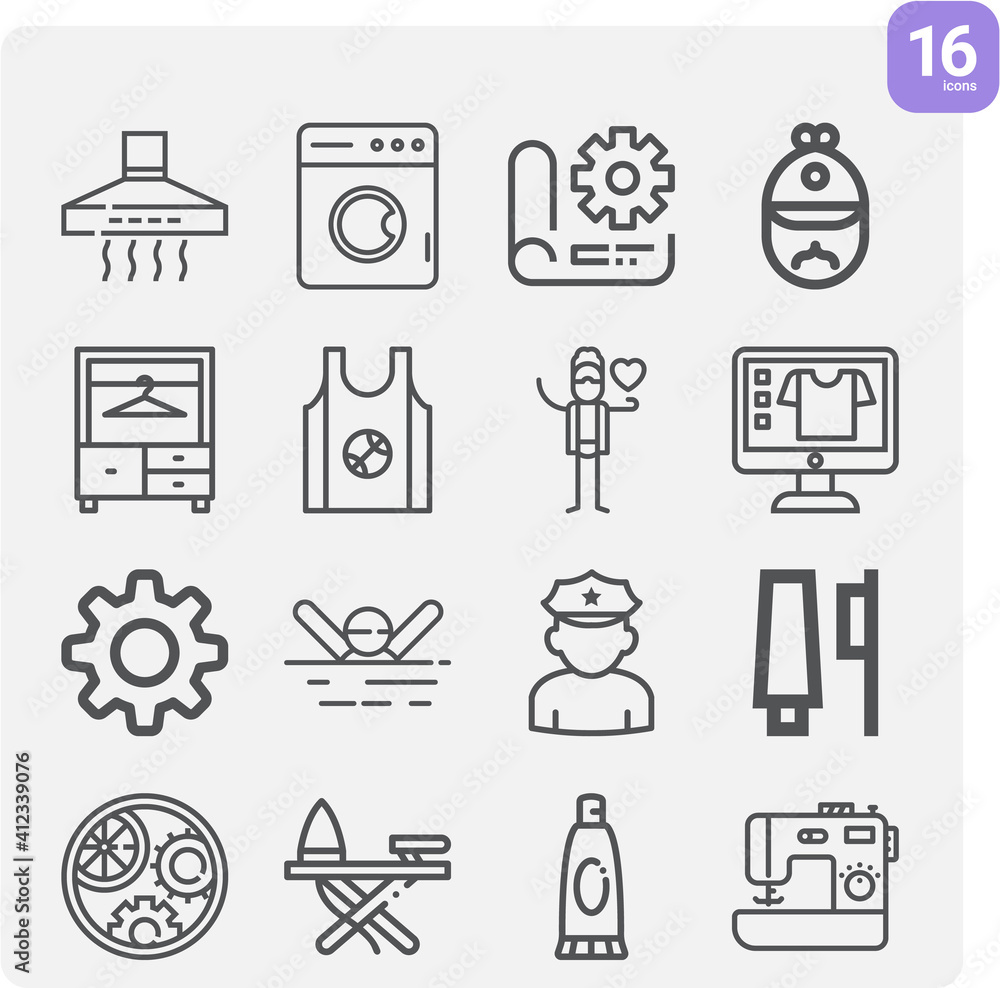 Simple set of clothing related lineal icons. Simple set of clothing related lineal icons.