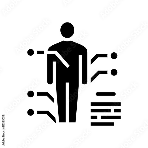 points on human bosy of gout disease glyph icon vector. points on human bosy of gout disease sign. isolated contour symbol black illustration