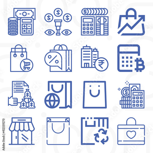 16 pack of exceeded  lineal web icons set