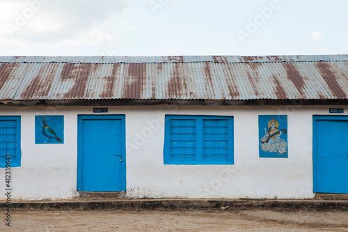 Close up of a rural community school in a village in Nepal. photo